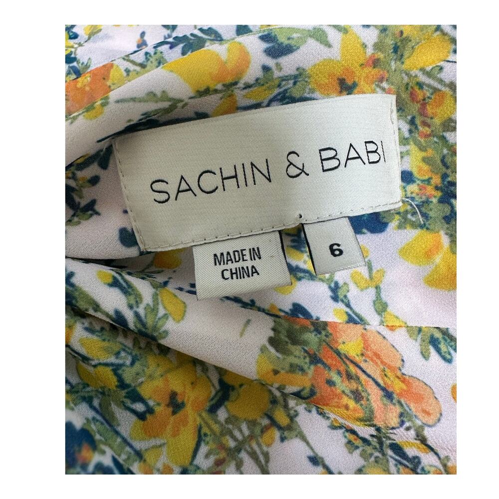 Sachin & Babi Floral Pleated Bow Back Midi Dress Size 6 Wedding Guest - Picture 11 of 12